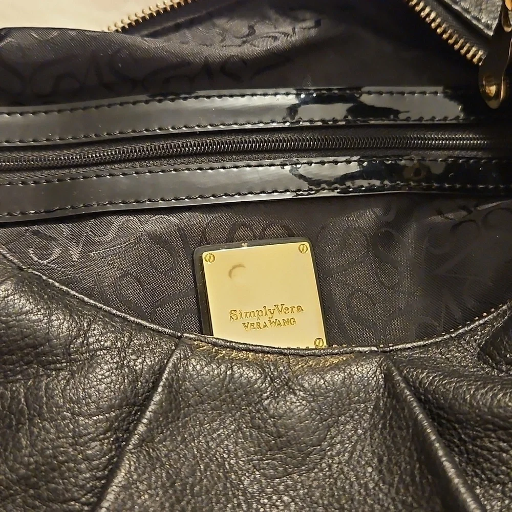 SIMPLY VERA Black Leather Hobo Shoulder Bag